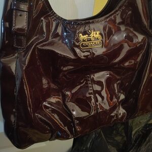 Coach Glossy Deep Brown Shoulder Bag